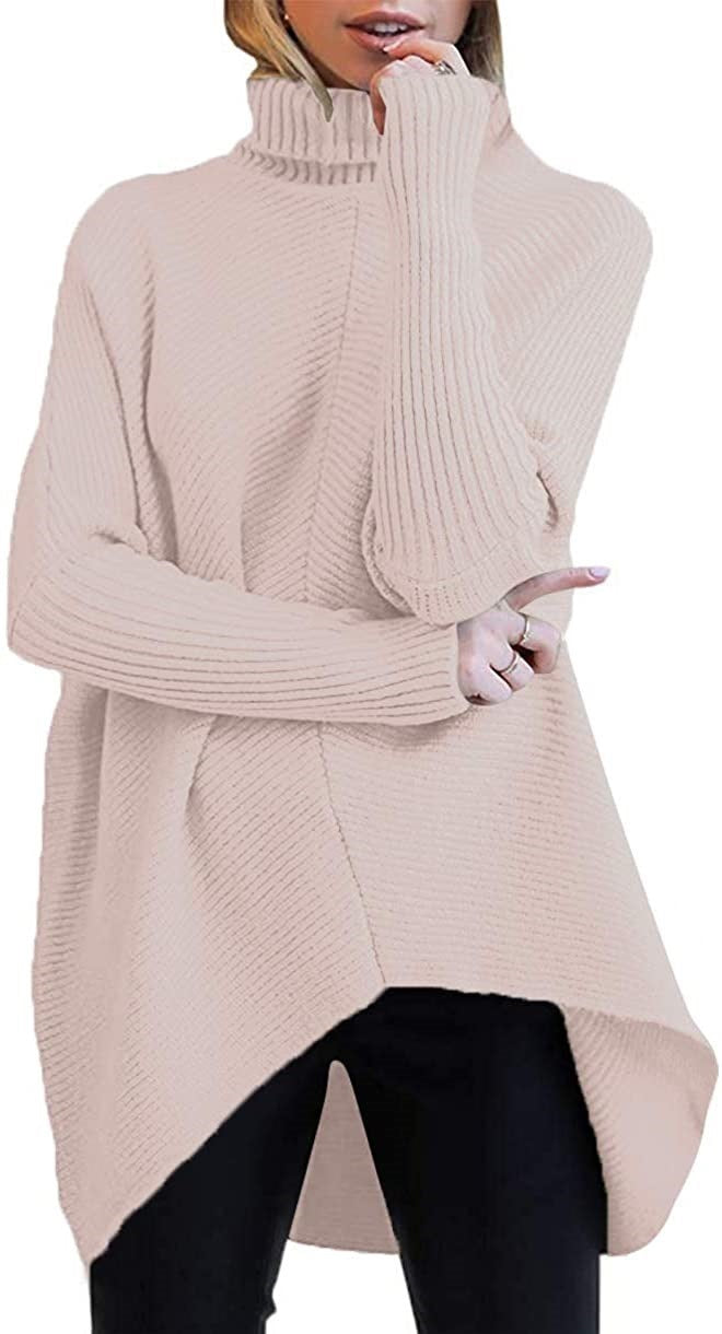 Damen Oversized Strickpullover mit hohem Kragen und strukturiertem Design Drune
