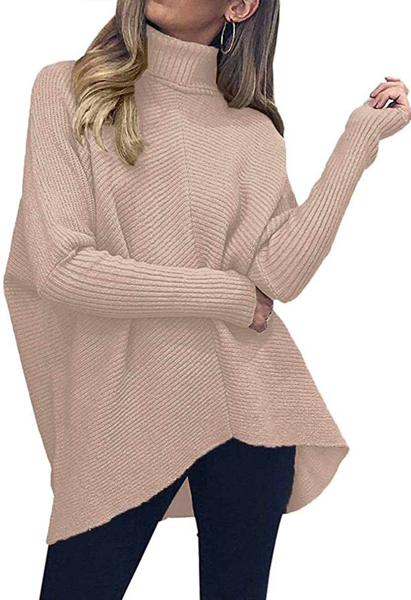 Damen Oversized Strickpullover mit hohem Kragen und strukturiertem Design Drune