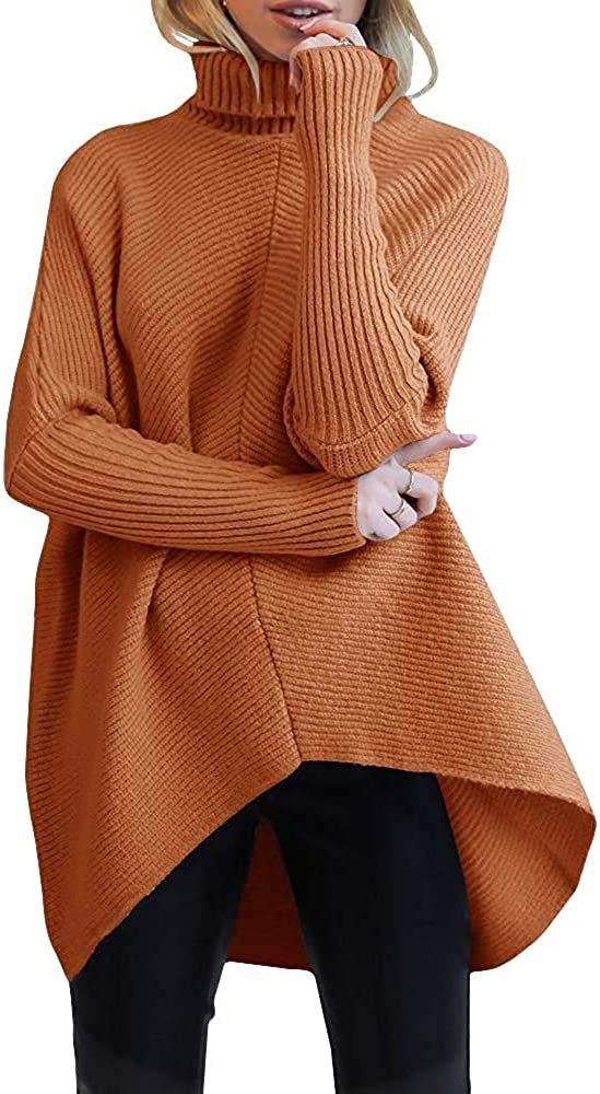 Damen Oversized Strickpullover mit hohem Kragen und strukturiertem Design Drune