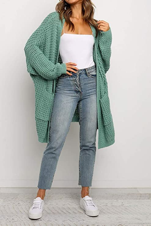 Damen Grobstrick Cardigan mit praktischen Taschen und oversized Schnitt Drune