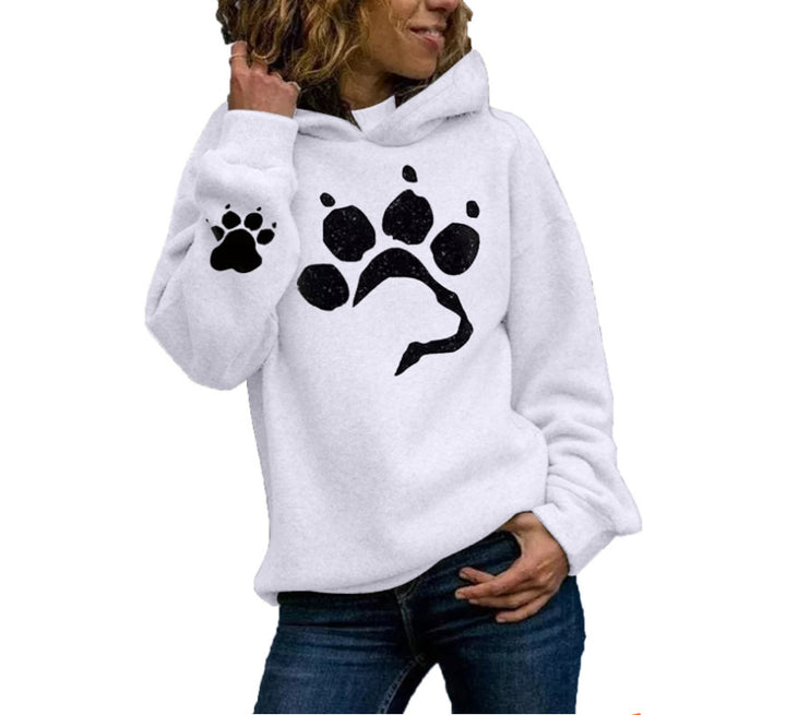 Damen Kapuzenpullover mit tierischem Pfotenmotiv und bequemer Passform Drune