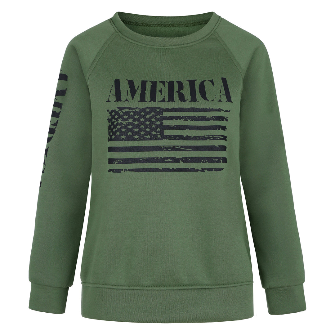 Damen Sweatshirt mit lässigem American Flag Print Drune