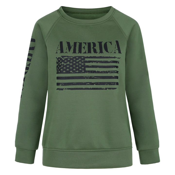 Damen Sweatshirt mit lässigem American Flag Print Drune
