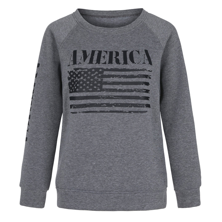 Damen Sweatshirt mit lässigem American Flag Print Drune