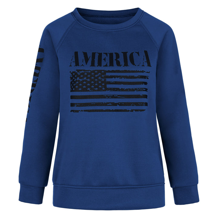 Damen Sweatshirt mit lässigem American Flag Print Drune
