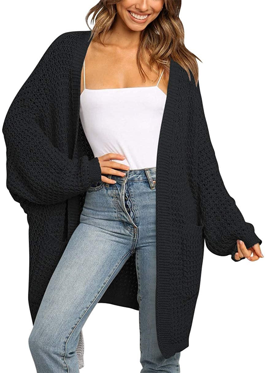 Damen Grobstrick Cardigan mit offenen Fronten und praktischen Taschen Drune