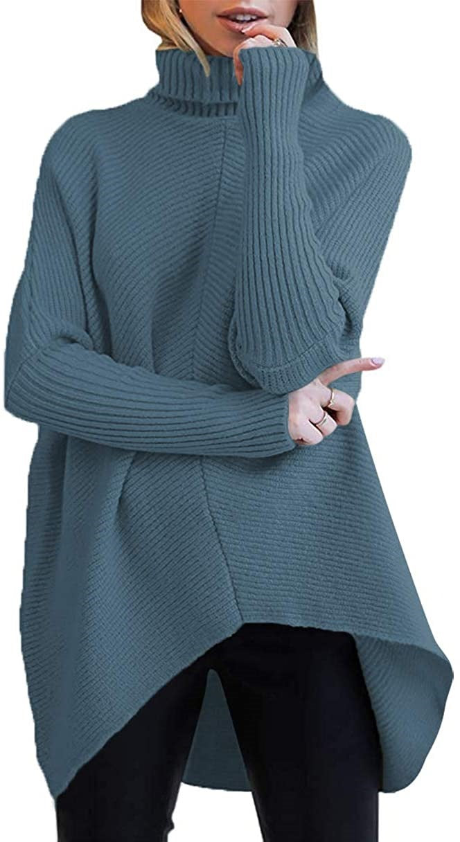 Damen Oversized Strickpullover mit hohem Kragen und strukturiertem Design Drune