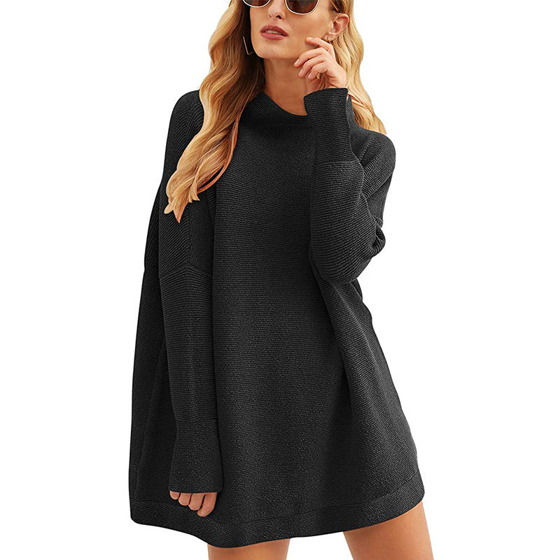 Damen Lässiger Langarm-Strickpulli mit überschnittener Schulter Drune
