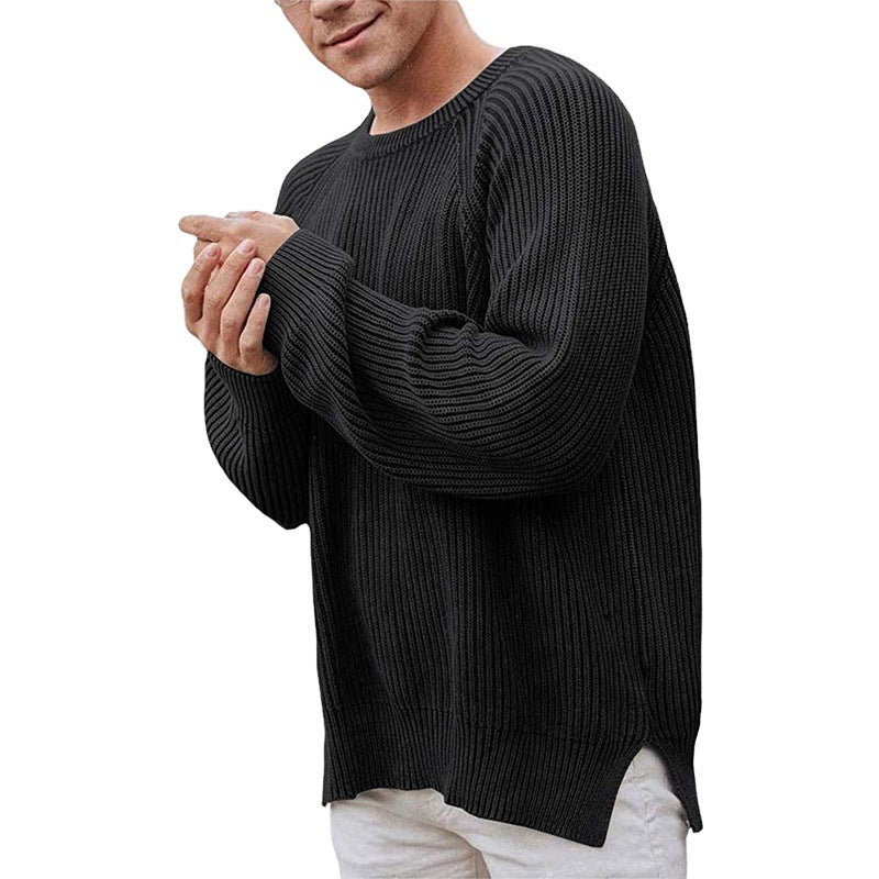 Herren lässiger Strickpullover mit Rippenstruktur und bequemer Passform Drune