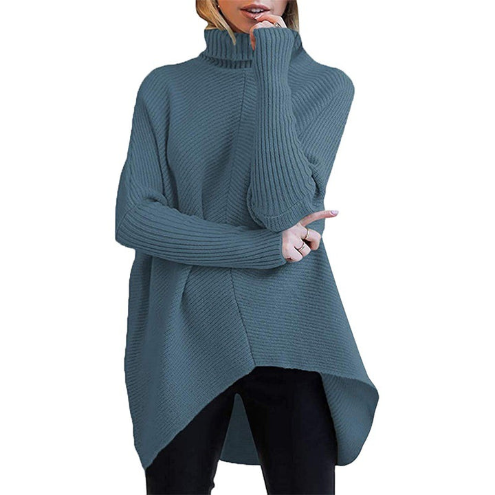 Damen Oversized Strickpullover mit hohem Kragen und strukturiertem Design Drune