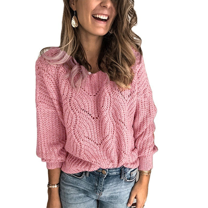 Damen Grober Strickpullover mit kreativem Zopfmuster Drune