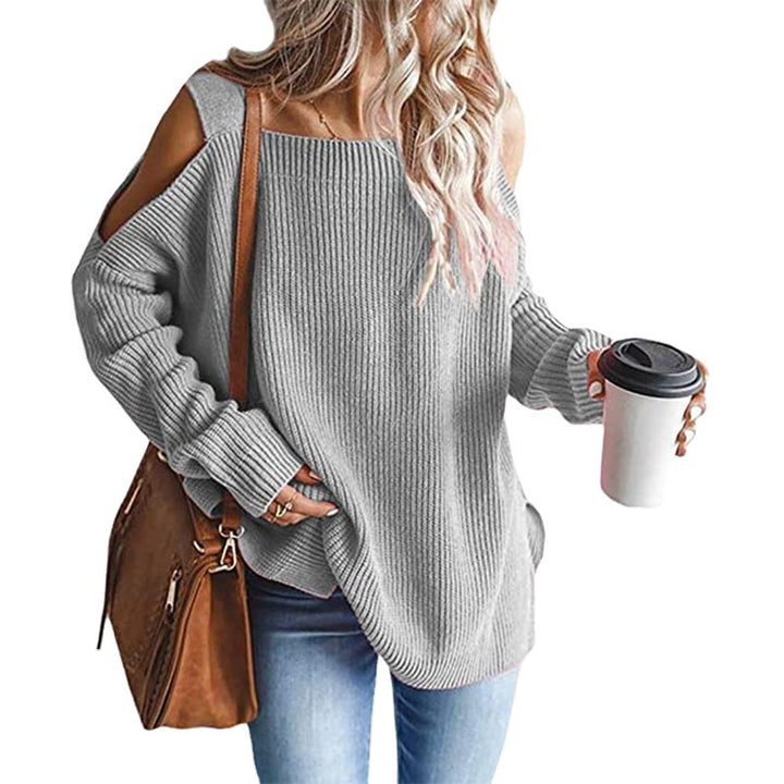 Damen schulterfreier Grobstrickpullover Drune