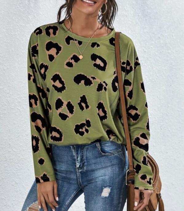 Damen Lässiger Leopardenmuster Pullover Drune