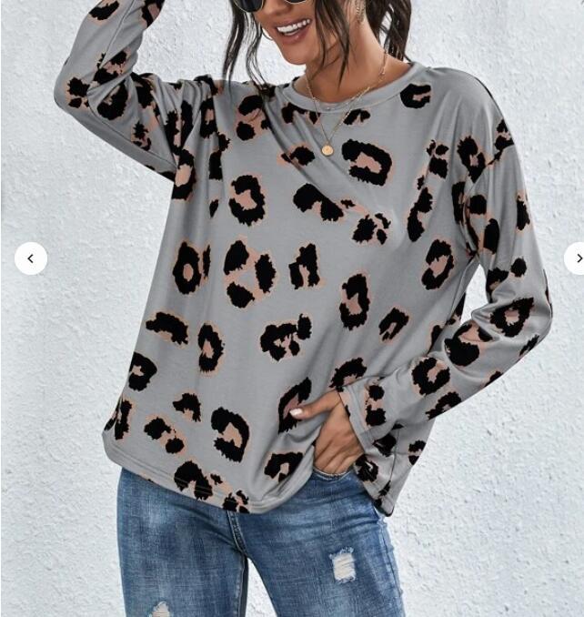 Damen Lässiger Leopardenmuster Pullover Drune