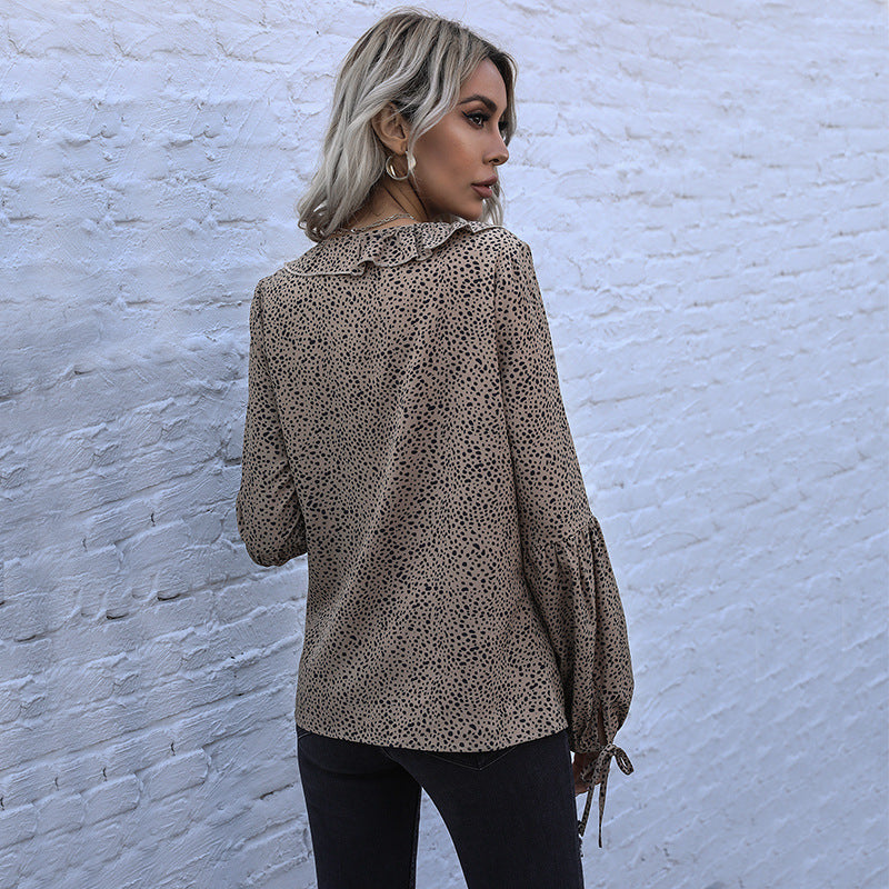 Damen Bluse mit Rüschendetails und eleganten Puffärmeln Drune
