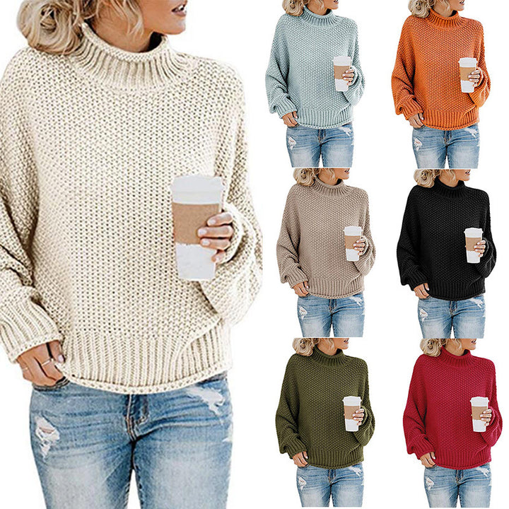 Damen Grobstrickpullover mit hohem Kragen und weitem Schnitt Drune