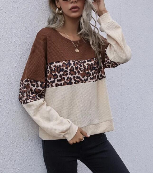 Damen Lässiger Pullover mit einzigartigem Leopardenmuster und strukturiertem Stoff Drune