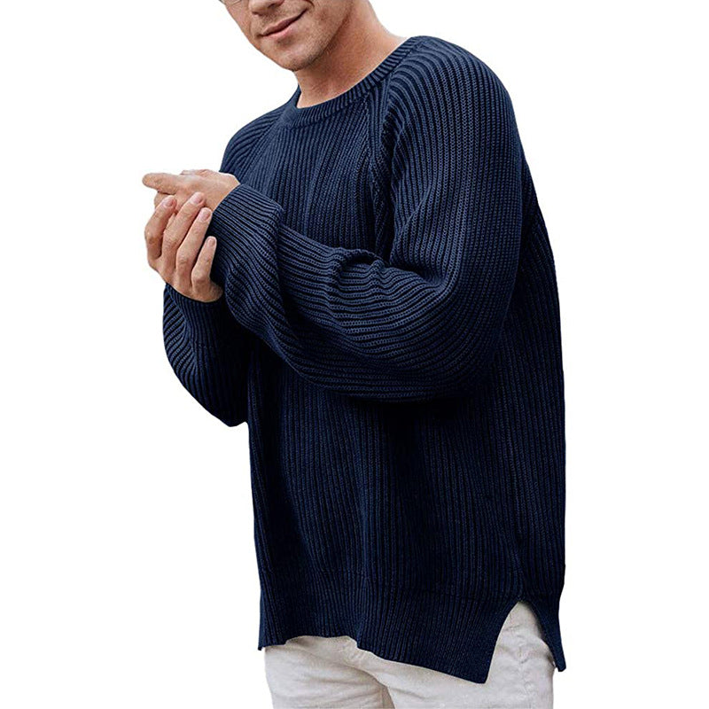 Herren lässiger Strickpullover mit Rippenstruktur und bequemer Passform Drune