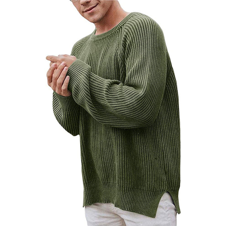 Herren lässiger Strickpullover mit Rippenstruktur und bequemer Passform Drune