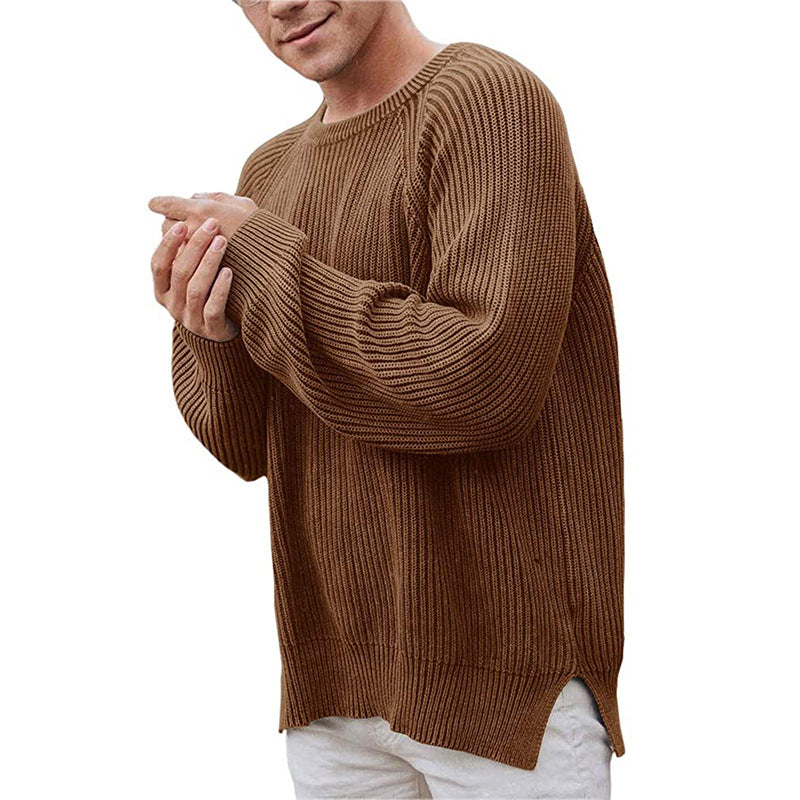 Herren lässiger Strickpullover mit Rippenstruktur und bequemer Passform Drune