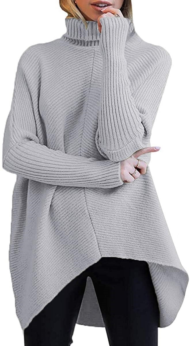 Damen Oversized Strickpullover mit hohem Kragen und strukturiertem Design Drune
