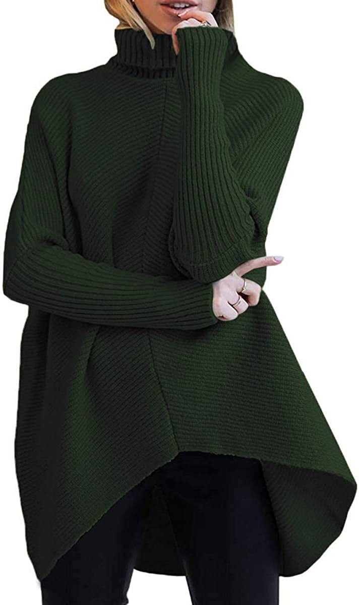 Damen Oversized Strickpullover mit hohem Kragen und strukturiertem Design Drune