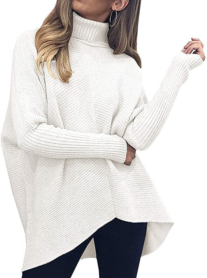 Damen Oversized Strickpullover mit hohem Kragen und strukturiertem Design Drune