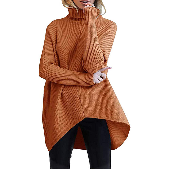 Damen Oversized Strickpullover mit hohem Kragen und strukturiertem Design Drune