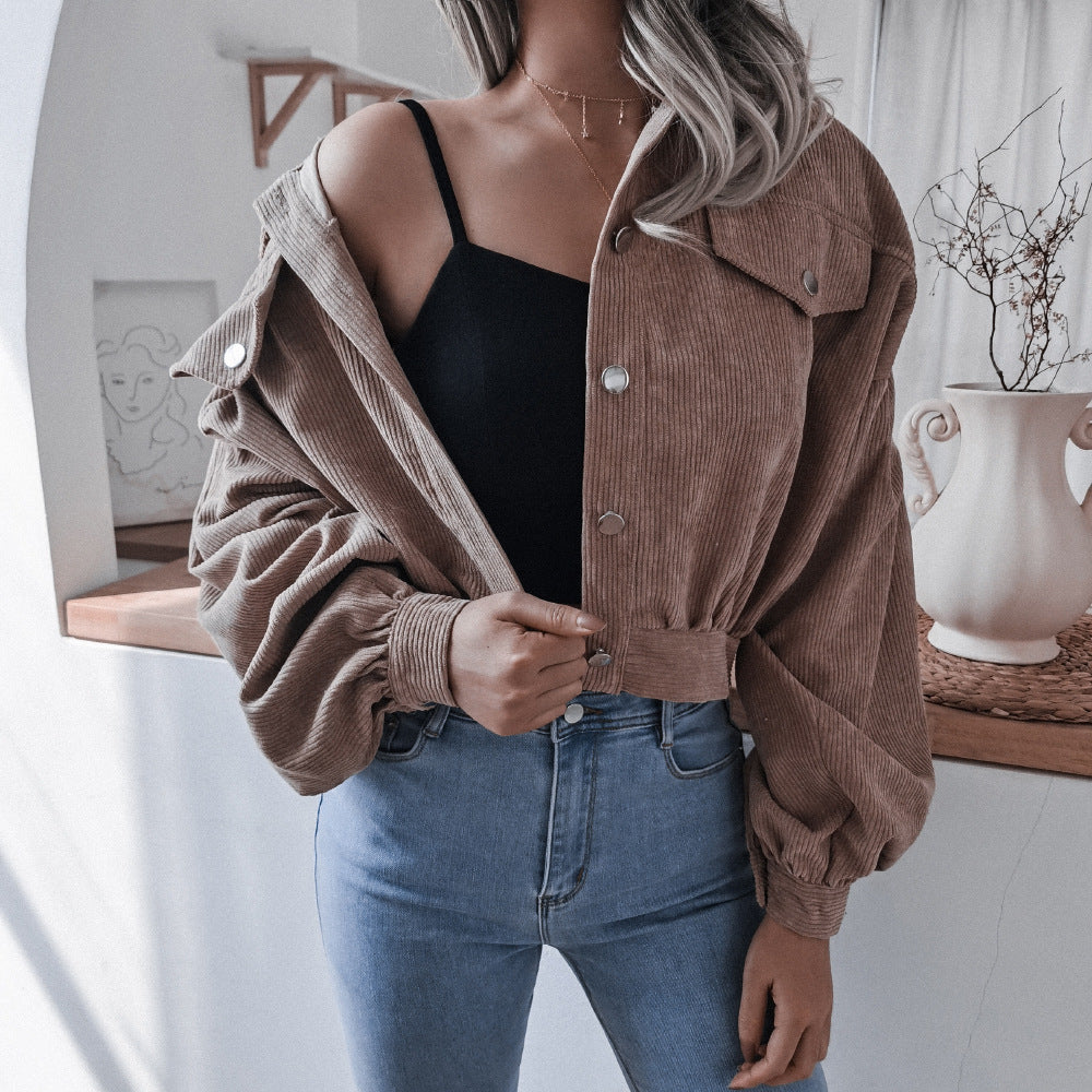 Drune | Trendige Kurze Jacke Aus Cord für Frauen