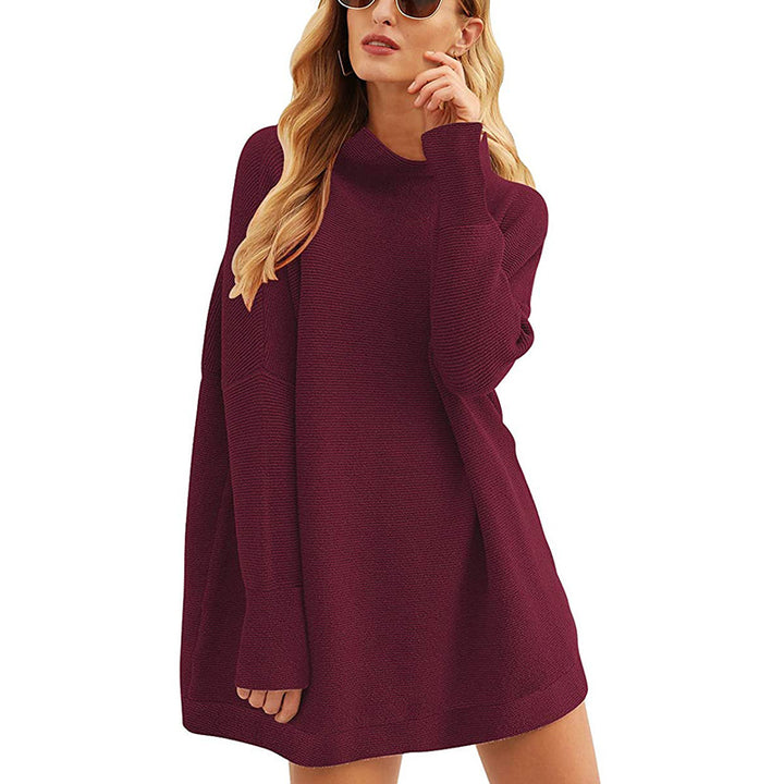 Damen Lässiger Langarm-Strickpulli mit überschnittener Schulter Drune