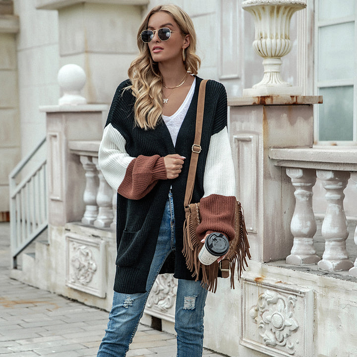 Damen lässige Strickjacke mit lässigem Schnitt und Taschen Drune
