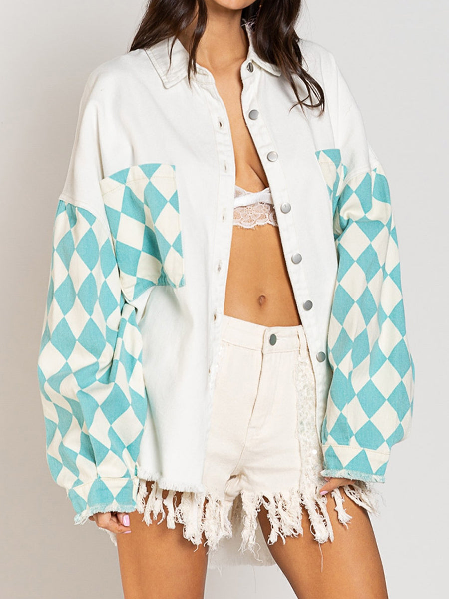 Drune | Geometrische Rohsaum Denimjacke