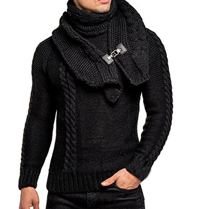Herren Grobstrickpullover mit praktischem Schal Drune