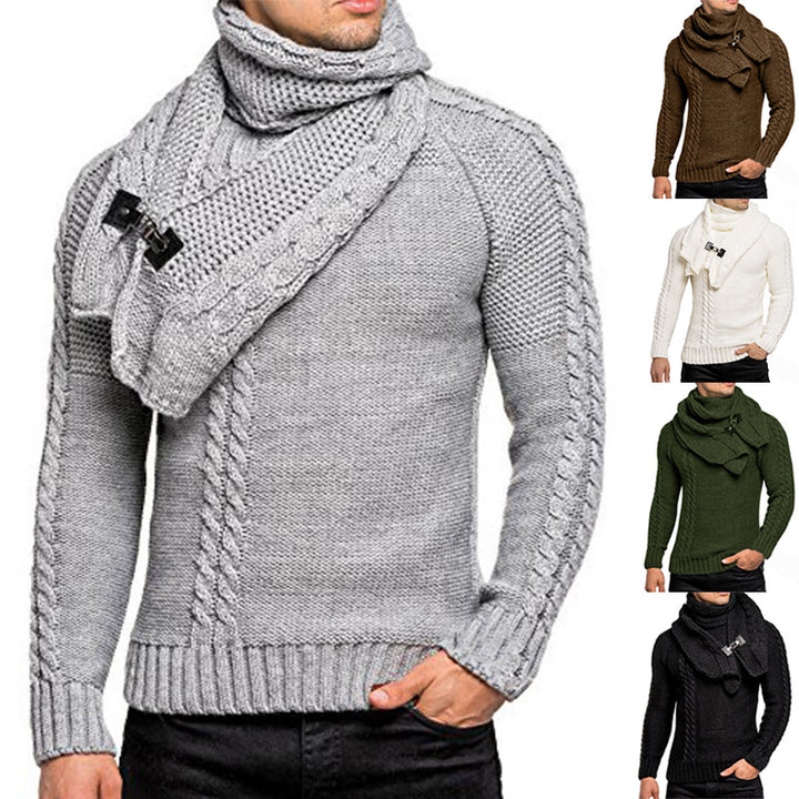 Herren Grobstrickpullover mit praktischem Schal Drune