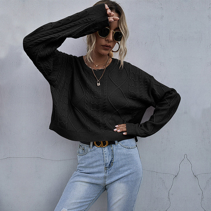 Damen lässiger Strickpullover mit modernem Zopfmuster und oversized Schnitt Drune