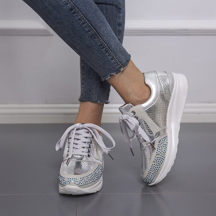 Damen Sportliche Sneakers mit Glitzerelementen und ergonomischer Sohle Drune