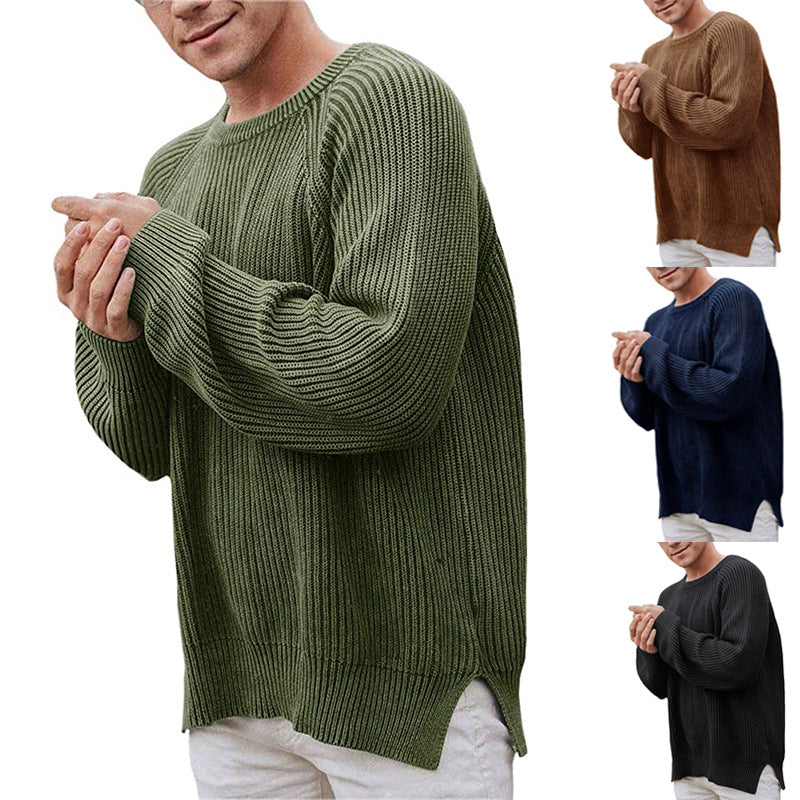 Herren lässiger Strickpullover mit Rippenstruktur und bequemer Passform Drune
