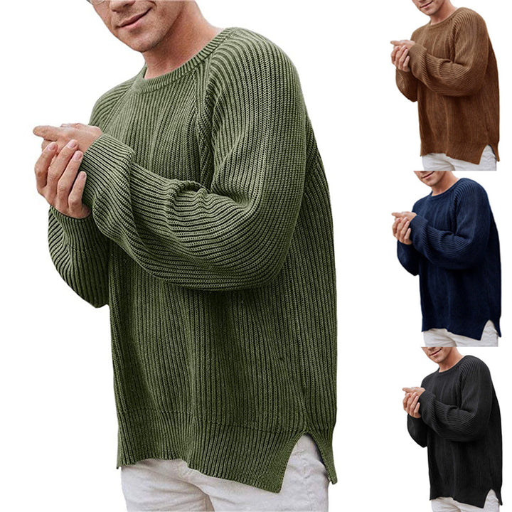 Herren lässiger Strickpullover mit Rippenstruktur und bequemer Passform Drune