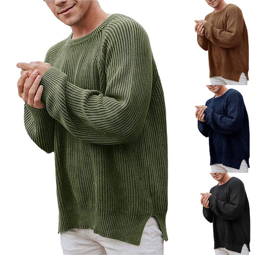 Herren lässiger Strickpullover mit Rippenstruktur und bequemer Passform Drune