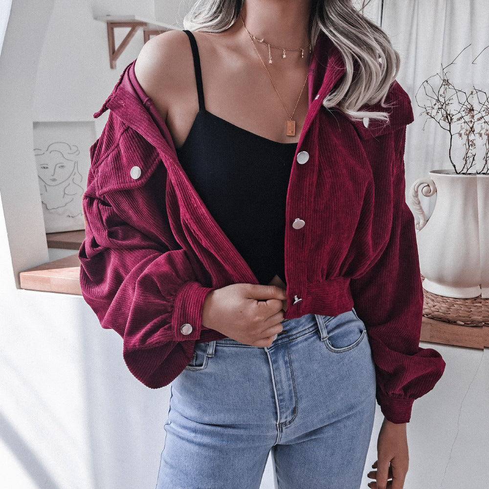 Drune | Trendige Kurze Jacke Aus Cord für Frauen