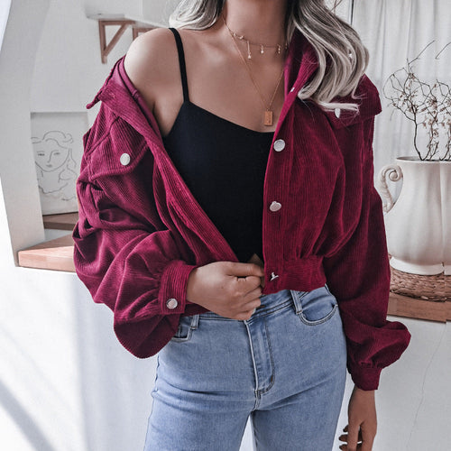 Drune | Trendige Kurze Jacke Aus Cord für Frauen