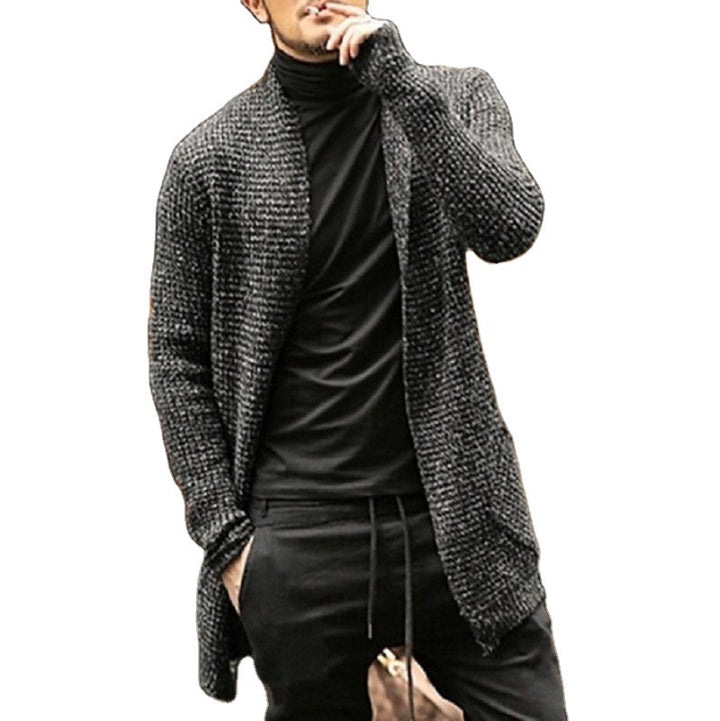 Herren Grober Strickcardigan mit offenem Design und modernen Details Drune