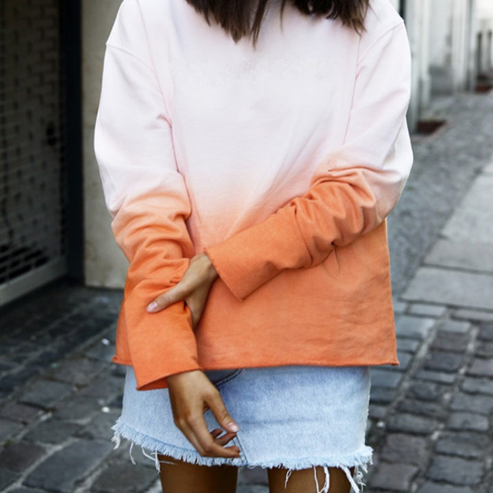 Damen Relaxed Fit Sweatshirt mit Farbverlauf und lässigem Stil Drune
