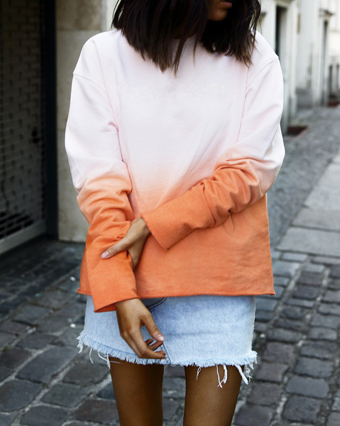 Damen Relaxed Fit Sweatshirt mit Farbverlauf und lässigem Stil Drune