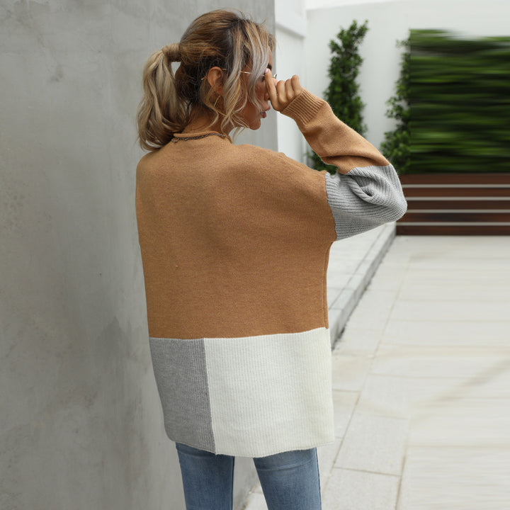 Damen lässiger Pullover mit modischen Farbblockelementen Drune