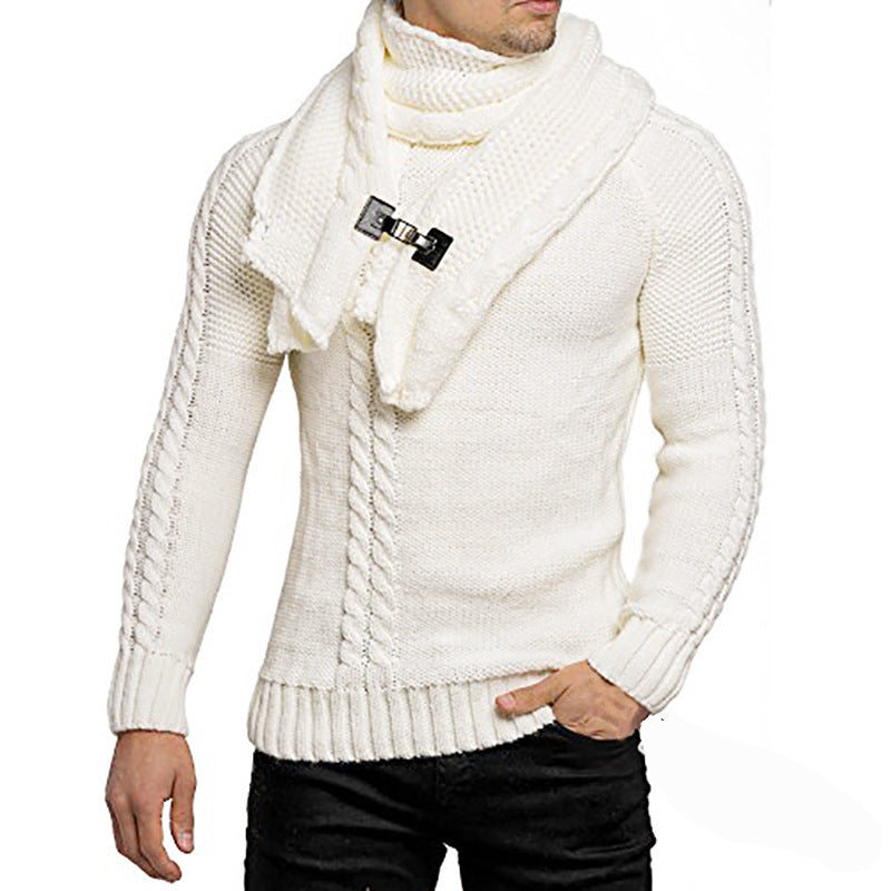 Herren Grobstrickpullover mit praktischem Schal Drune