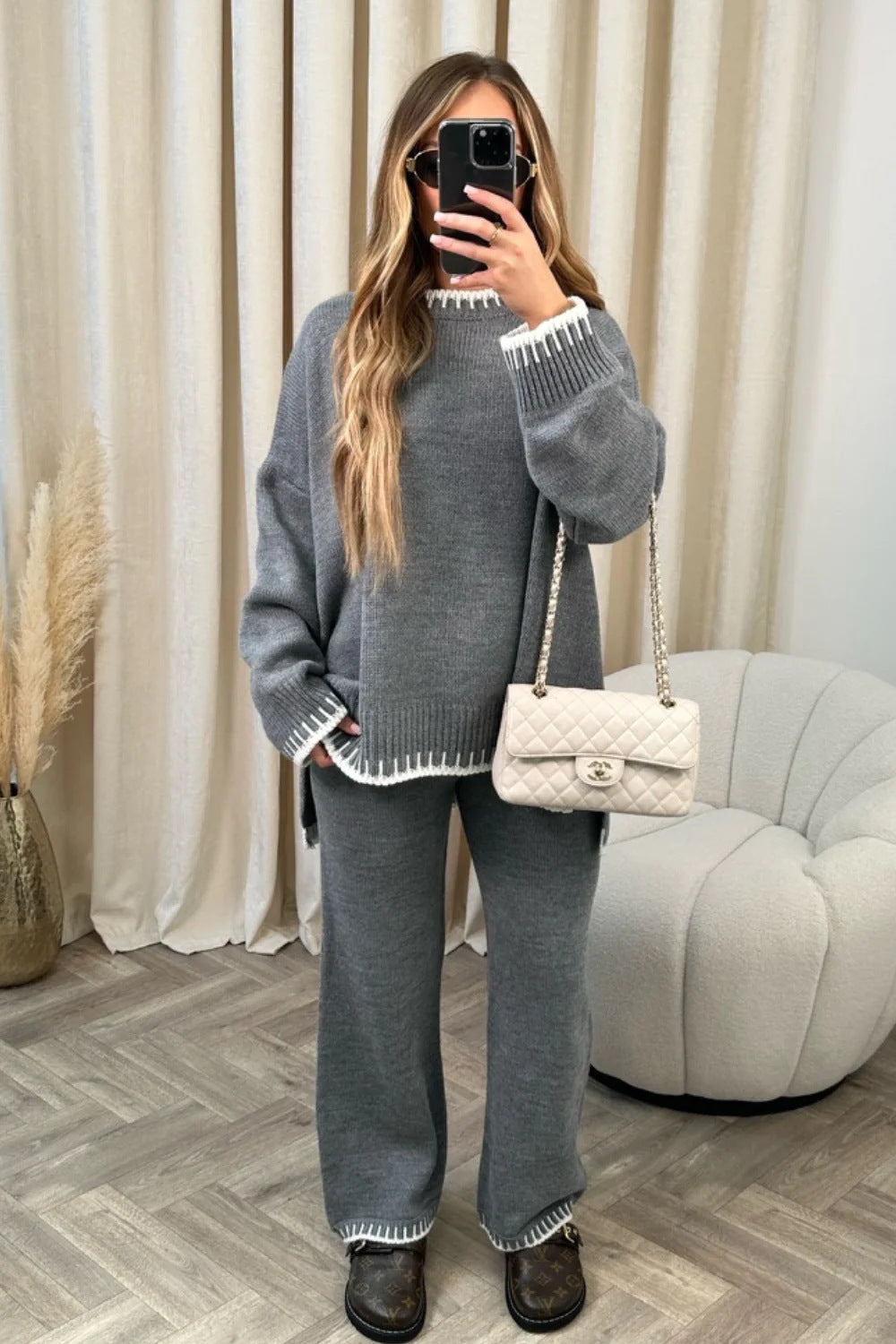 Drune | Damen Strick Zweiteiler mit Pullover und Hose