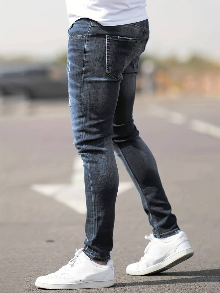 Drune | Skinny Fit Jeans mit Rissen - Stretch Denim Hose für Alltag & Streetwear Style