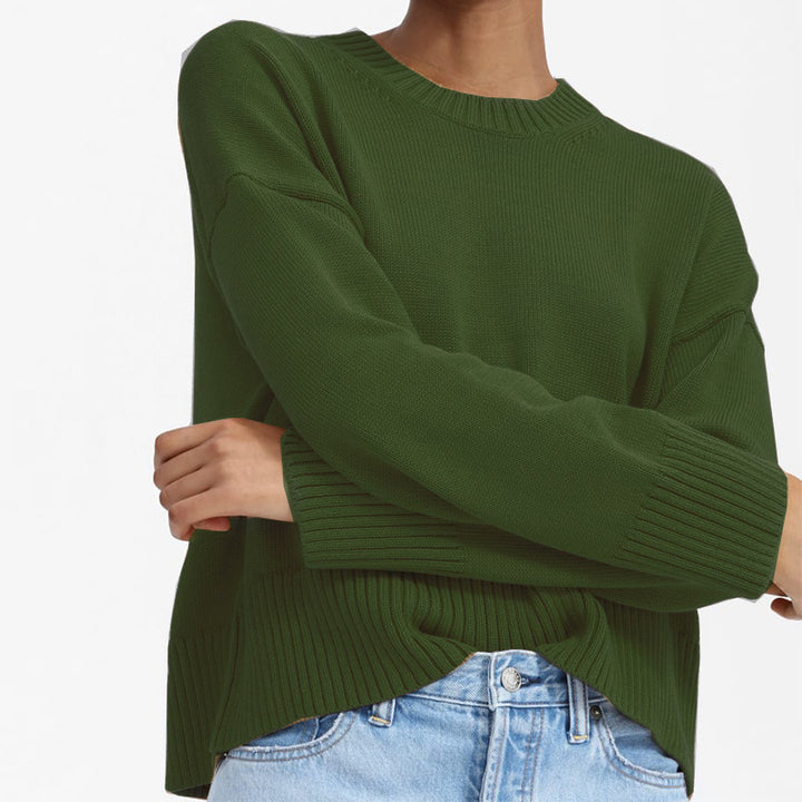Damen Grobstrick Pullover mit weitem Schnitt und lässigem Design Drune