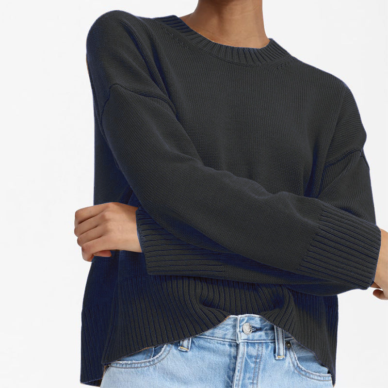 Damen Grobstrick Pullover mit weitem Schnitt und lässigem Design Drune
